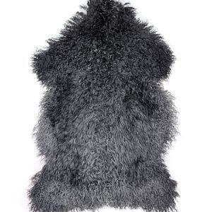 Stort EKO Gotländskt Fårskinn med Mörka SilverGrå Färger-138×84 cm.