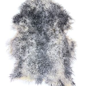 EKO Gotländskt Fårskinn med MörkGrå & Cremevita Nyanser – 113×90 cm.