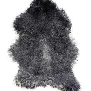 EKO Gotländskt Fårskinn med MörkGrå & LjusGrå Nyanser – 132×91 cm.