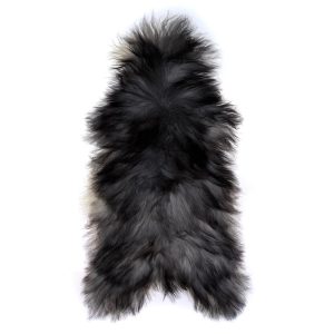 Eko Garvat Långhårigt Svart & Grått Isländskt Fårskinn – 142×72 cm.