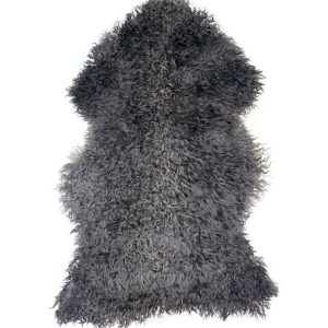 Stort EKO Gotländskt Fårskinn med Mörka SilverGrå Färger-130×80 cm.