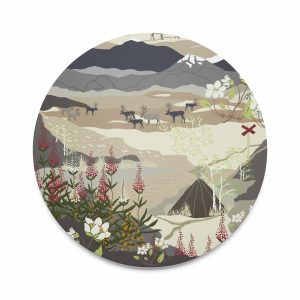 Fjällvandring beige runt grytunderlägg