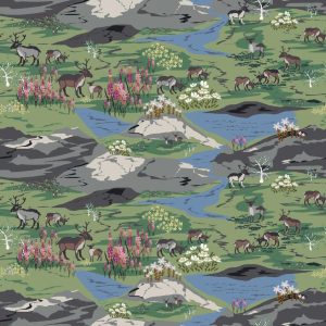 Fjällängar grå/grön tyg metervara