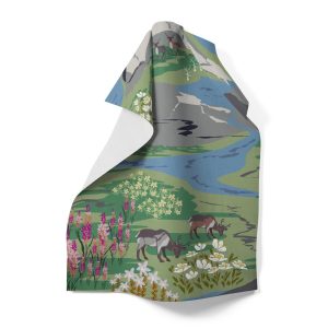Fjällängar grå/grön kökshandduk