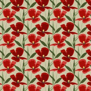 Blomsterskrud (culla) röd tyg metervara